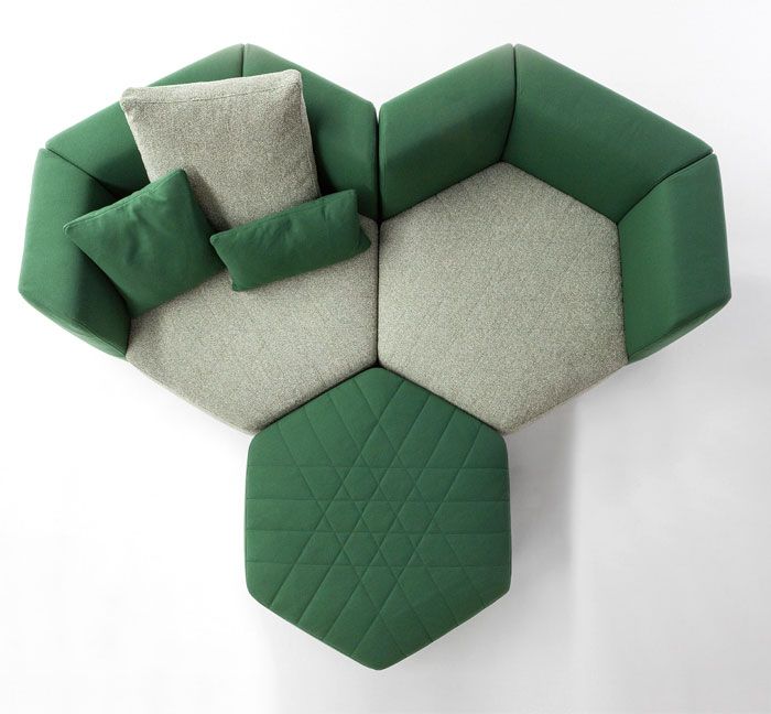 Deep green couch.